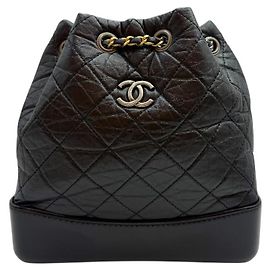 Chanel Gabrielle Chain Backpack Small Black Black