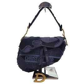 Dior Bolsa de ombro bordada em camuflagem xadrez com alça adicional Azul