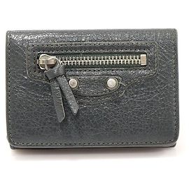 Balenciaga Graue Lammleder Klassische City Mini Geldbörse Braun