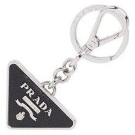 Prada Porte-clés Triangle Logo Saffiano Noir Noir
