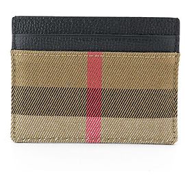 Burberry Kartenhalter Sandon aus schwarzem Leder Schwarz