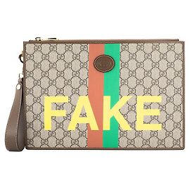 Gucci Beige Leder Clutch Supreme Gelb