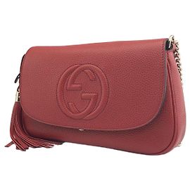 Burberry Bolsa transversal Gucci para mulheres em couro vermelho com corrente Vermelho