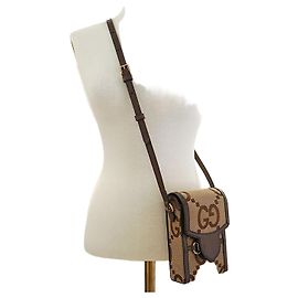 Gucci Bolsa crossbody mini Horsebit UKMBG em tecido de couro marrom Marrom