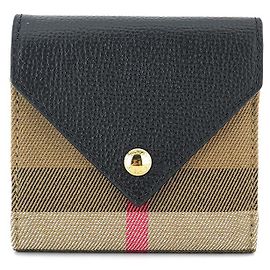Burberry Lila schwarze Lederstoff Geldbörse Schwarz