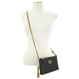 Gucci Borsa a tracolla GG Marmont in pelle nera per donna Nero