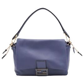 Fendi Medium Napa Leather Baguette Bag Blue