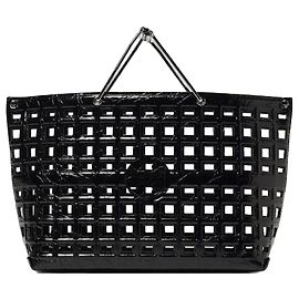 Tory Burch Croc Embossed Market Tote Black