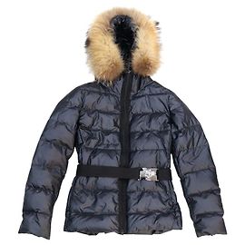 Giacca Corta Piuminata Nera ANGERS di Moncler con Cintura Nero