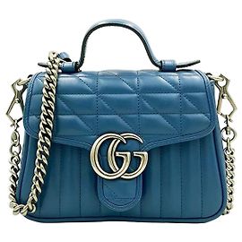 Gucci Bolsa tote mini GG Marmont matelassé azul Azul