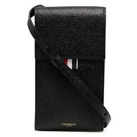 Thom Browne Handytasche aus genarbtem Leder mit Klappe Schwarz