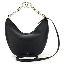 Valentino Bolsa Hobo com Logo Preto