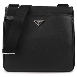 Prada Triangle Logo Vito Messenger Bag Black