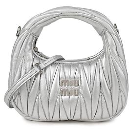 Miu Miu Sac hobo mini en cuir Napa Argenté