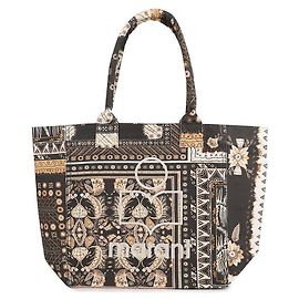 Isabel Marant Bolsa tote de algodão com estampa de logo Preto