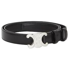 Céline Cinto de couro de bezerro liso Medium Triomphe Preto