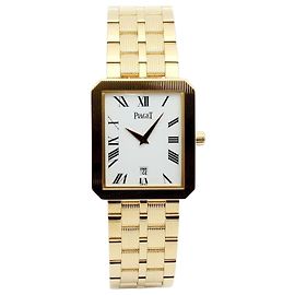 Piaget Vintage Protocol Large Men's Gold Watch White Roman White