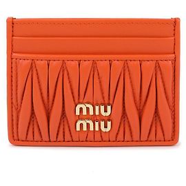 Miu Miu Nappa Leather Card Holder Orange