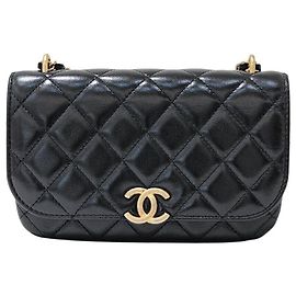 Chanel Mini borsa con patta e catena Nero