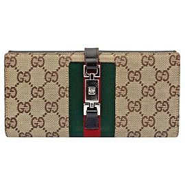 Gucci Jacky Jacquard Long Wallet Brown