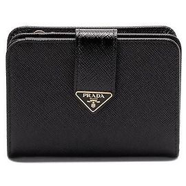 Prada Ledergeldbörse mit Logo Schwarz