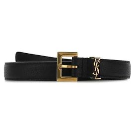 Saint Laurent Monogramm Logo Gürtel Schwarz