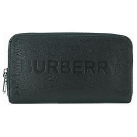 Burberry Zip Around Long Wallet Black Leather Black