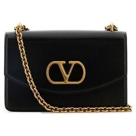Valentino Piccola borsa a spalla in pelle di vitello lucida Nero