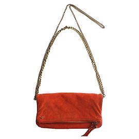 Zadig & Voltaire Bolsa de ombro e crossbody em camurça laranja escuro com corrente antiga Laranja