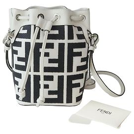Fendi Montrezzo FF Embroidered Canvas Mini Bag White Red