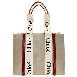 Chloé Logo Woody Medium Tote Bag Marrone