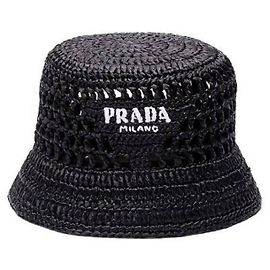 Prada Raffia-Bucket-Hat Schwarz