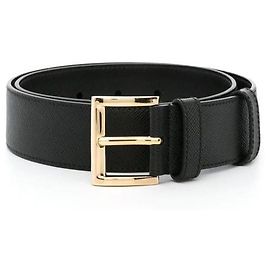 Prada Ceinture en cuir avec logo triangle Noir