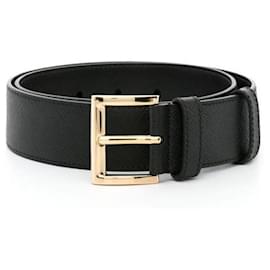 Prada Cinturón de cuero con logo triangular Negro