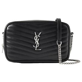 Saint Laurent Borsa a tracolla mini trapuntata con monogramma Nero