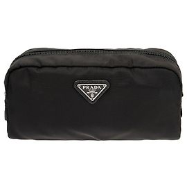 Prada Tesuto Triangle Logo Pouch Medium Black