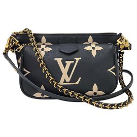 Louis Vuitton Monogram Empreinte Multi Pochette Accessori Nero Beige