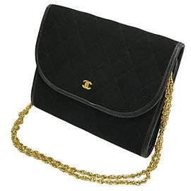 Borsa a spalla matelassé in jersey di cotone nero Chanel con catena Nero