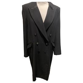 Ba&Sh Manteau noir redingote avec satin sur le col Noir