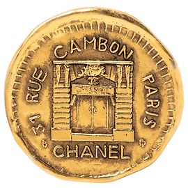 Chanel Gold Plated 31 Rue Cambon Münz-Brosche Golden