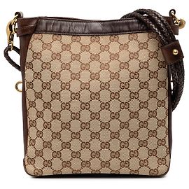 Borsa a tracolla Gucci in tela GG marrone Marrone Beige
