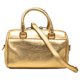 Bolsa Duffle Clássica em Couro Metálico Dourado Toy da Saint Laurent Dourado