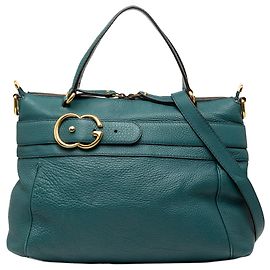 Gucci Green Medium Leather Ride Top Handle Bag Green Dark green