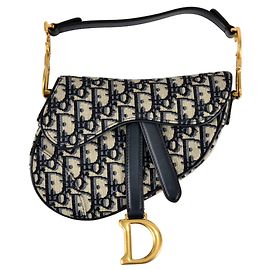 Christian Dior Oblique Saddle Mini Handbag Navy blue