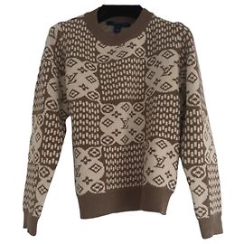 Pull en jacquard Monogram Louis Vuitton Marron Blanc