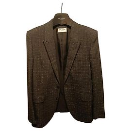 Saint Laurent Wool Blazer Black Grey