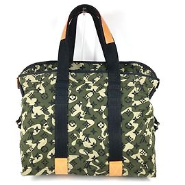 Louis Vuitton Monogram Muffler Camouflage Tray Bag Black Green