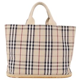 Burberry Nova Check Tote canvas check pattern Small Beige