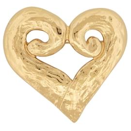 BROCHE VINTAGE YVES SAINT LAURENT GOOSSENS CORAZÓN DORADO Dorado