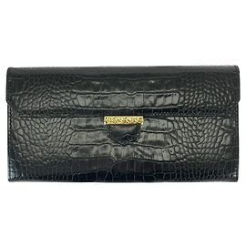 Carteira Longa de Couro Yves Saint Laurent Preto
